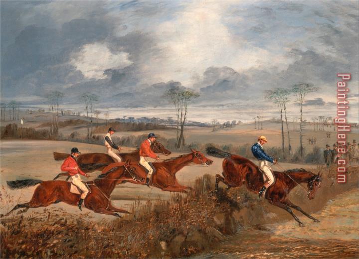 Henry Thomas Alken Scenes From a Steeplechase Taking a Hedge